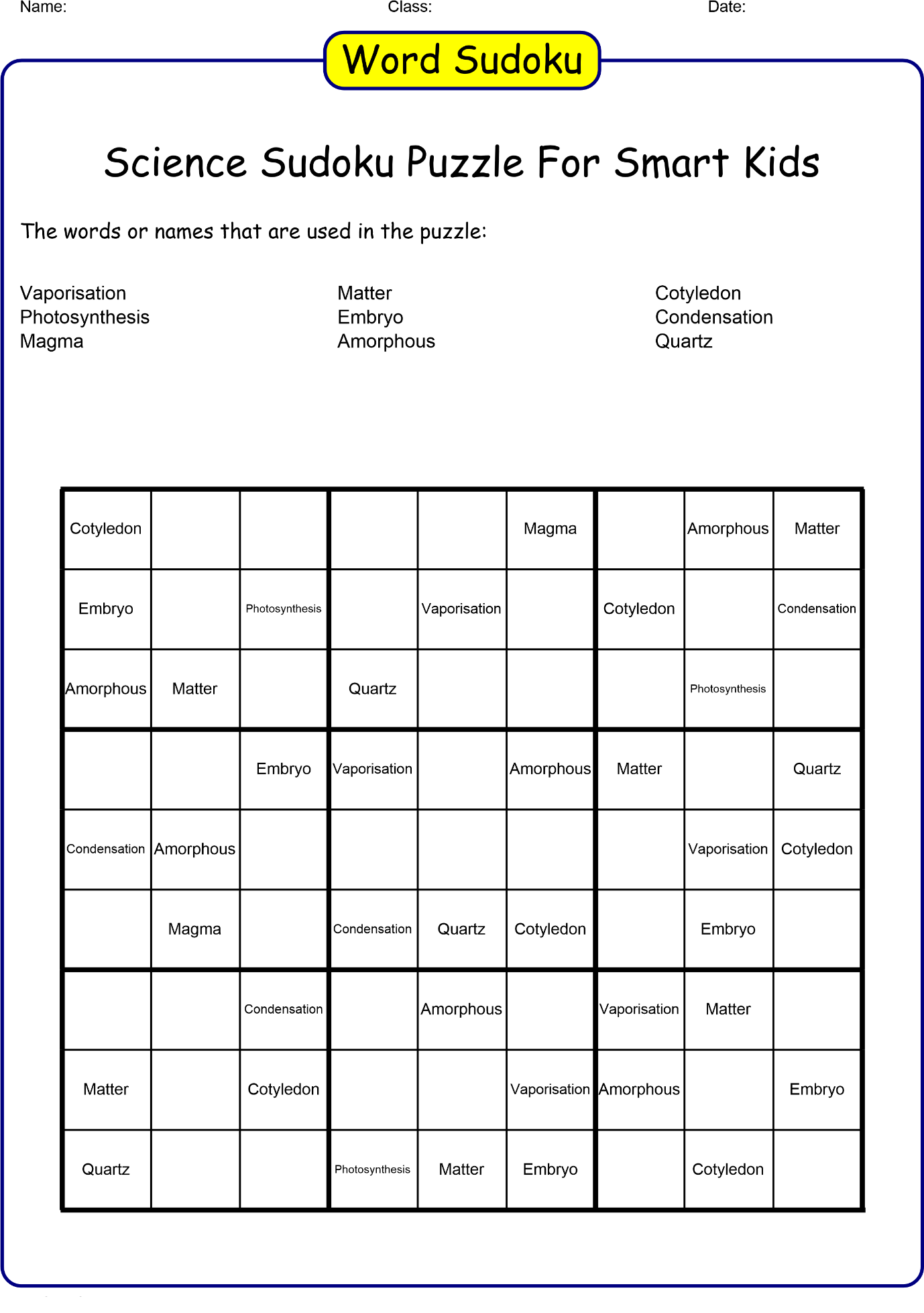 Engaging Activities for Smart KidsSudoku Puzzle PCMB Blog